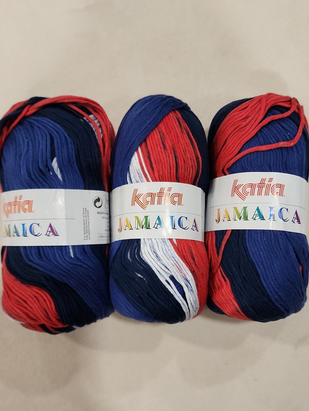 3 Katia Jamaica Skeins 100% Cotton. New Never Used.